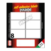 Etichetta adesiva - in carta - permanente - 56 x 34 mm - 8 etic. foglio - 10 fogli per busta - bianco - conf. 25 pezzi - Markin - 10041 - 8007047037404 - DMwebShop