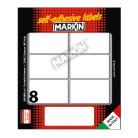 Etichetta adesiva - in carta - permanente - 56 x 34 mm - 8 etic. foglio - 10 fogli per busta - bianco - conf. 25 pezzi - Markin - 10041 - 8007047037404 - DMwebShop