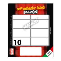 Etichetta adesiva permanente rettangolare - 58 x 27 mm - 10 etich. per foglio - 10 fogli per busta - bianco - conf. 25 pezzi Markin - X10043 - 8007047037527 - DMwebShop