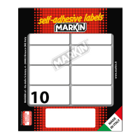 Etichetta adesiva permanente rettangolare - 58 x 27 mm - 10 etich. per foglio - 10 fogli per busta - bianco - conf. 25 pezzi Markin - X10043 - 8007047037527 - DMwebShop