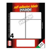 Etichetta adesiva permanente rettangolare - 70 x 56 mm - 4 etich. per foglio - 10 fogli per busta - bianco - conf. 25 pezzi - Markin - 10047 - 8007047037763 - DMwebShop