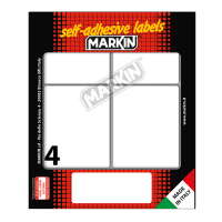 Etichetta adesiva permanente rettangolare - 70 x 56 mm - 4 etich. per foglio - 10 fogli per busta - bianco - conf. 25 pezzi - Markin - 10047 - 8007047037763 - DMwebShop