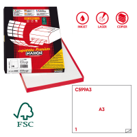 Etichetta adesiva C599 - permanente - 420 x 297 mm - 1 etichetta per foglio - bianco - scatola 100 fogli A3 - Markin 214C599A3
