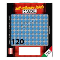 Etichetta adesiva - permanente - tonda Ø 10 mm - 120 etichette per foglio - 10 fogli per busta - blu - Markin - 10004BL - 8007047035196 - DMwebShop