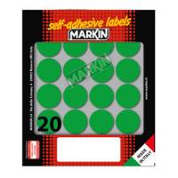 Etichette adesive tonde - in carta - permanenti - diametro 27 mm - 20 etichette per foglio - 10 fogli - verde - Markin - X10008VE - 8007047035448 - DMwebShop