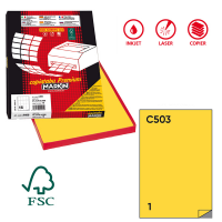 Etichetta adesiva C503 - permanente - 210 x 297 mm - 1 etichetta per foglio - giallo - scatola 100 fogli A4 - Markin - 210C503GI - 8007047021915 - DMwebShop