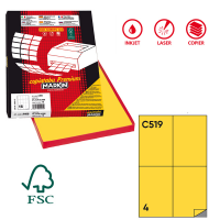 Etichetta adesiva C519 - permanente - 105 x 148,5 mm - 4 etichette per foglio - giallo - scatola 100 fogli A4 - Markin - 210C519GI - 8007047023131 - DMwebShop