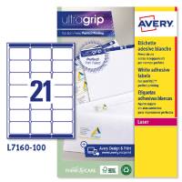 Etichetta adesiva L7160 - permanente - 63,5 x 38,1 mm - 21 etichetta per foglio - bianco - conf. 100 fogli A4 - Avery - L7160-100 - 5014702175268 - DMwebShop