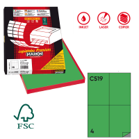 Etichetta adesiva C519 - permanente - 105 x 148,5 mm - 4 etichette per foglio - verde - scatola 100 fogli A4 - Markin - 210C519VE - 8007047023124 - DMwebShop