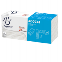 Asciugamani piegati a C - 33 x 23 cm - goffratura a onda+ - 19,5 gr - bianco - conf. 144 pezzi - Papernet 400741