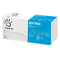 Asciugamani piegati a Z - 2 veli - 22 gr - goffratura a onda+ - 23,4 x 23 cm - bianco - conf. 20 pezzi da 143 - Papernet - 401793 - 8013924417931 - DMwebShop