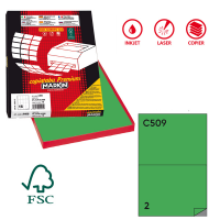 Etichetta adesiva C509 - permanente - 210 x 148,5 mm - 2 etichette per foglio - verde - scatola 100 fogli A4 - Markin - 210C509VE - 8007047022349 - DMwebShop