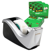 Dispenser C60 per nastri 19 mm - 4 rotoli Magic 810 - 19 mm x 33 mt - inclusi - nero argento - Scotch 86801