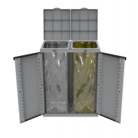 Contenitore EcoCab 2 per raccolta differenziata - 68 x 39 x 88,7 cm - 2 portasacco da 110 lt - ciascuno - grigio-nero - Terry - 1003055 - 8005646030550 - DMwebShop
