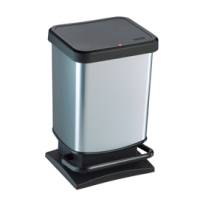 Pattumiera a pedale Paso - 29 x 27 x 46 cm - 20 lt - PPL metallizzato - nero-argento - Rotho - F600051 - 7610859233905 - DMwebShop