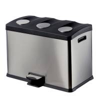 Pattumiera a pedale Multiflux - 59,3x38,2x43 cm - 3 secchi da 12 lt - ciascuno - inox - Medial International - 106500 - 8033433774585 - DMwebShop