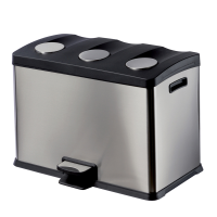Pattumiera a pedale Multiflux - 59,3x38,2x43 cm - 3 secchi da 12 lt - ciascuno - inox - Medial International - 106500 - 8033433774585 - DMwebShop