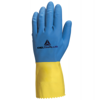 Guanti da lavoro industriale Duocolor 330 - lattice floccato cotone - taglia 09-10 - blu-giallo - Deltaplus