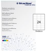 Etichetta adesiva carta permanente 70 x 36 mm 24 etichette per foglio bianco conf 100 fogli A4 Starline X210ODC500 - 4856