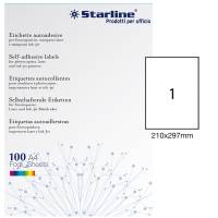 Etichetta adesiva in carta permanente 210 x 297 mm 1 etichetta per foglio bianco conf 100 fogli A4 Starline X210ODC503 - 4867