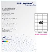 Etichetta adesiva permanente 37,5 x 23,5 mm angoli tondi 60 etichette per foglio bianco conf 100 fogli A4 Starline X210ODA402 - 2272