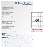 Etichetta adesiva permanente 37,5 x 23,5 mm angoli tondi 60 etichette per foglio bianco conf 100 fogli A4 Starline X210ODA402 - 2272