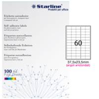 Etichetta adesiva permanente 37,5 x 23,5 mm angoli tondi 60 etichette per foglio bianco conf 100 fogli A4 Starline X210ODA402 - 2272