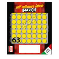 Etichette adesive tonde in carta permanenti diametro 14 mm 10 fogli giallo - 4939