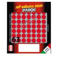 Etichette adesive tonde in carta permanenti diametro 14 mm 63 etichette per foglio 10 fogli rosso Markin 10005RO - 4942