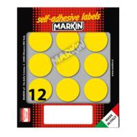 Etichette adesive tonde in carta permanenti diametro 34 mm 12 etichette per foglio 10 fogli giallo Markin 10009GI - 4945