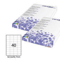 Etichetta adesiva - permanente - 52,5 x 29,7 mm - 40 etichette per foglio - bianco - conf. 100 fogli A4 - Starline STL3019