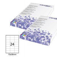 Etichetta adesiva - permanente - 70 x 36 mm - 24 etichette per foglio - bianco - conf. 100 fogli A4 - Starline STL3023