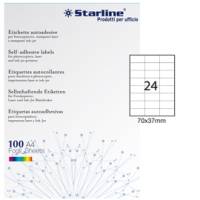Etichetta adesiva - in carta - permanente - 70 x 37 mm - 24 etichette per foglio - bianco - conf. 100 fogli A4 - Starline - X210ODC510 - 8025133013736 - DMwebShop