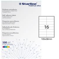 Etichetta adesiva - permanente - 105 x 36 mm - 16 etichette per foglio - bianco - conf. 100 fogli A4 - Starline - X210ODC501 - 8025133013767 - DMwebShop