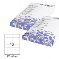 Etichetta adesiva - permanente - 105 x 48 mm - 12 etichette per foglio - bianco - conf. 100 fogli A4 - Starline STL3030