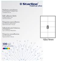 Etichetta adesiva - carta - permanente - 105 x 74 mm - 8 etichette per foglio - bianco - conf. 100 fogli - A4 - Starline - X210ODC512 - 8025133013835 - DMwebShop