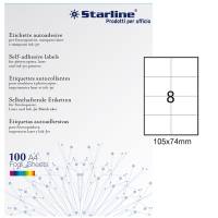 Etichetta adesiva - carta - permanente - 105 x 74 mm - 8 etichette per foglio - bianco - conf. 100 fogli - A4 - Starline - X210ODC512 - 8025133013835 - DMwebShop