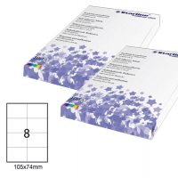 Etichetta adesiva - permanente - 105 x 74 mm - 8 etichette per foglio - bianco - conf. 100 fogli A4 - Starline STL3034