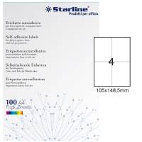 Etichetta adesiva - permanente - 105 x 148,5 mm - 4 etichette per foglio - bianco - conf. 100 fogli A4 - Starline - X210ODC519 - 8025133013866 - DMwebShop