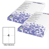Etichetta adesiva - permanente - 105 x 148,5 mm - 4 etichette per foglio - bianco - conf. 100 fogli A4 - Starline STL3037