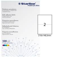 Etichetta adesiva - carta - permanente - 210 x 148,5 mm - 2 etichette per foglio - bianco - conf. 100 fogli A4 - Starline - X210ODC509 - 8025133013910 - DMwebShop