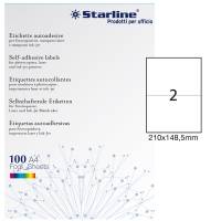 Etichetta adesiva - carta - permanente - 210 x 148,5 mm - 2 etichette per foglio - bianco - conf. 100 fogli A4 - Starline - X210ODC509 - 8025133013910 - DMwebShop