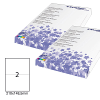 etichette adesive da stampare -  etichette bianche da stampare - Etichetta adesiva - permanente - 210 x 148,5 mm - 2 etichette per foglio - bianco - conf. 100 fogli A4 - Starline - X210ODC509 - 8025133013910 - DMwebShop