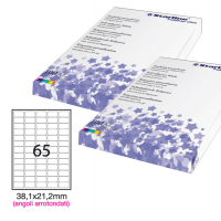 Etichetta adesiva - permanente - 38,1 x 21,2 mm - angoli tondi - 65 etichette per foglio - bianco - conf. 100 fogli A4 - Starline X210ODA400 - 8025133024374 - DMwebShop
