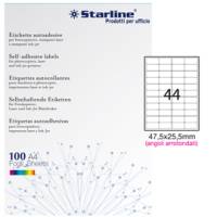 Etichetta adesiva - permanente - 47,5 x 25,5 mm - angoli tondi - 44 etichette per foglio - bianco - conf. 100 fogli - Starline - X210ODA406 - 8025133024435 - DMwebShop