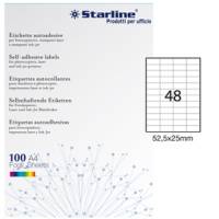 Etichetta adesiva - in carta - permanente - 52,5 x 25 mm - 48 etichette per foglio - bianco - conf. 100 fogli A4 - Starline - X210ODC556 - 8025133024473 - DMwebShop
