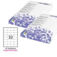 Etichetta adesiva - permanente - 47,5 x 35 mm - angoli tondi - 32 etichette per foglio - bianco - conf. 100 fogli A4 - Starline - X210ODA407 - 8025133024497 - DMwebShop