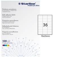 Etichetta adesiva - in carta - permanente - 70 x 25 mm - 36 etichette per foglio - bianco - conf. 100 fogli A4 - Starline - X210ODC506 - 8025133024510 - DMwebShop