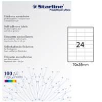 Etichetta adesiva - in carta - permanente - 70 x 35 mm - 24 etichette per foglio - bianco - conf. 100 fogli A4 - Starline - X210ODC549 - 8025133024534 - DMwebShop