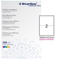 Etichetta adesiva - permanente - 199,6 x 143,5 mm - angoli tondi - 2 etichette per foglio - bianco - conf. 100 fogli A4 Starline X210ODA470 - STL3055A - DMwebShop